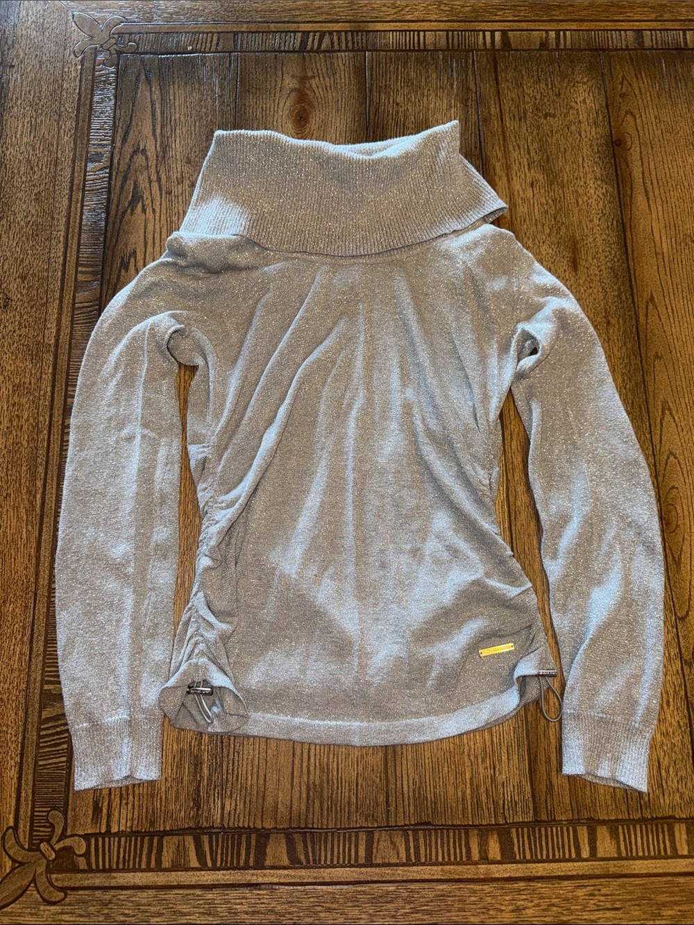 Michael Kors Shimmery Light Gray Silver Cowl Neck Sweater